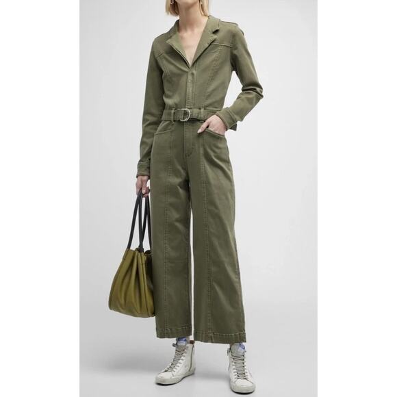 Paige Anessa Wide-Leg Utility Jumpsuit Wide Leg Vintage Brushed Olive Sz 0 - Picture 1 of 13